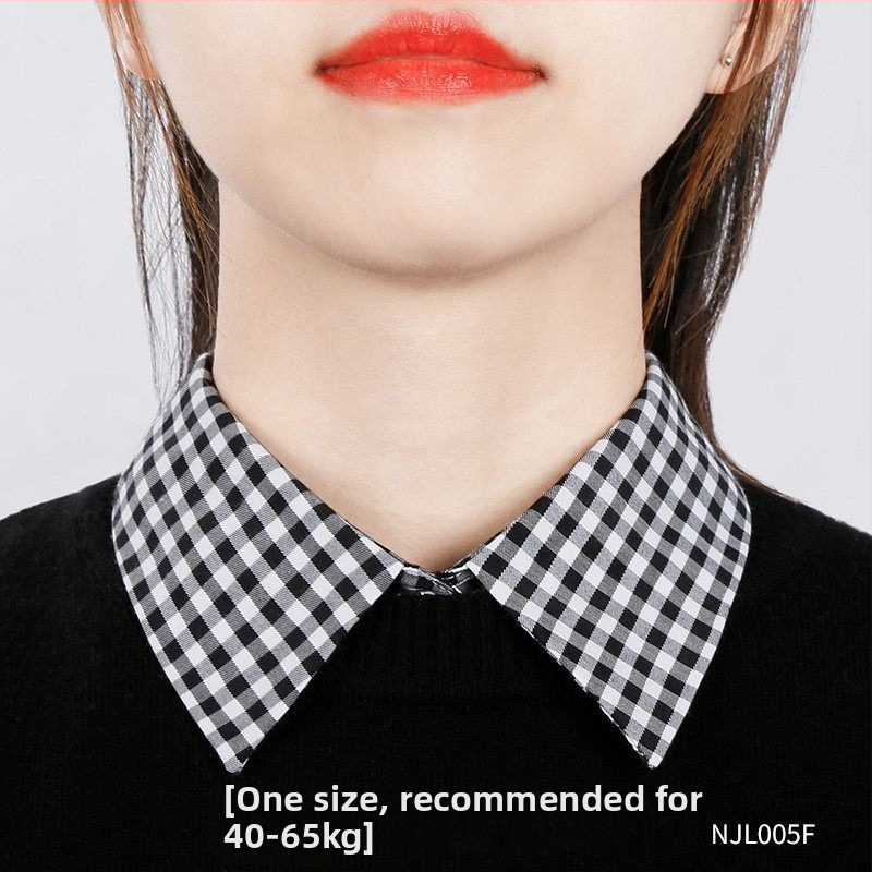 Női hamis gallér — pulóver-stílusú kockás gallér, multifunkcionális felső, hegyes gallér, pamut