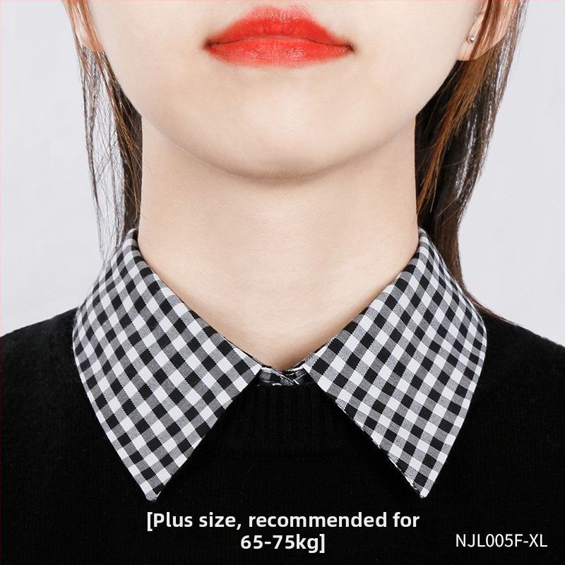 Női hamis gallér — pulóver-stílusú kockás gallér, multifunkcionális felső, hegyes gallér, pamut