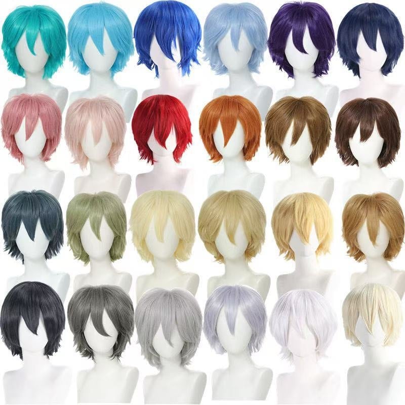 Περούκα - κοντό ίσιο μαλλί, διαμόρφωση προσώπου, αφράτη και πυκνή, υλικό μαλλιών: K silk/p silk