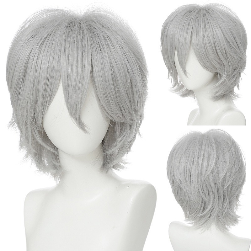 Περούκα - κοντό ίσιο μαλλί, διαμόρφωση προσώπου, αφράτη και πυκνή, υλικό μαλλιών: K silk/p silk