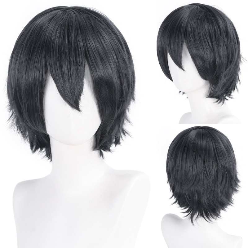 Περούκα - κοντό ίσιο μαλλί, διαμόρφωση προσώπου, αφράτη και πυκνή, υλικό μαλλιών: K silk/p silk