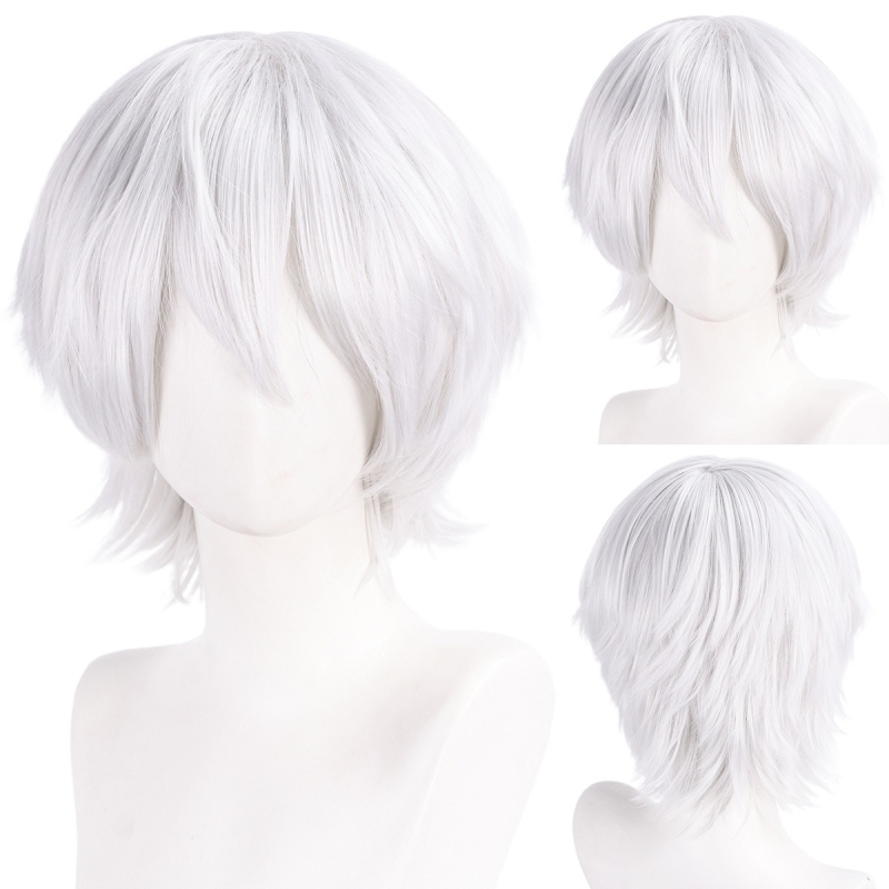 Περούκα - κοντό ίσιο μαλλί, διαμόρφωση προσώπου, αφράτη και πυκνή, υλικό μαλλιών: K silk/p silk