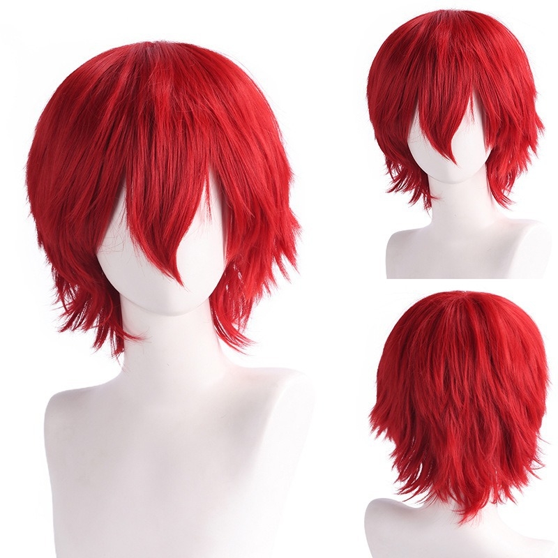 Περούκα - κοντό ίσιο μαλλί, διαμόρφωση προσώπου, αφράτη και πυκνή, υλικό μαλλιών: K silk/p silk