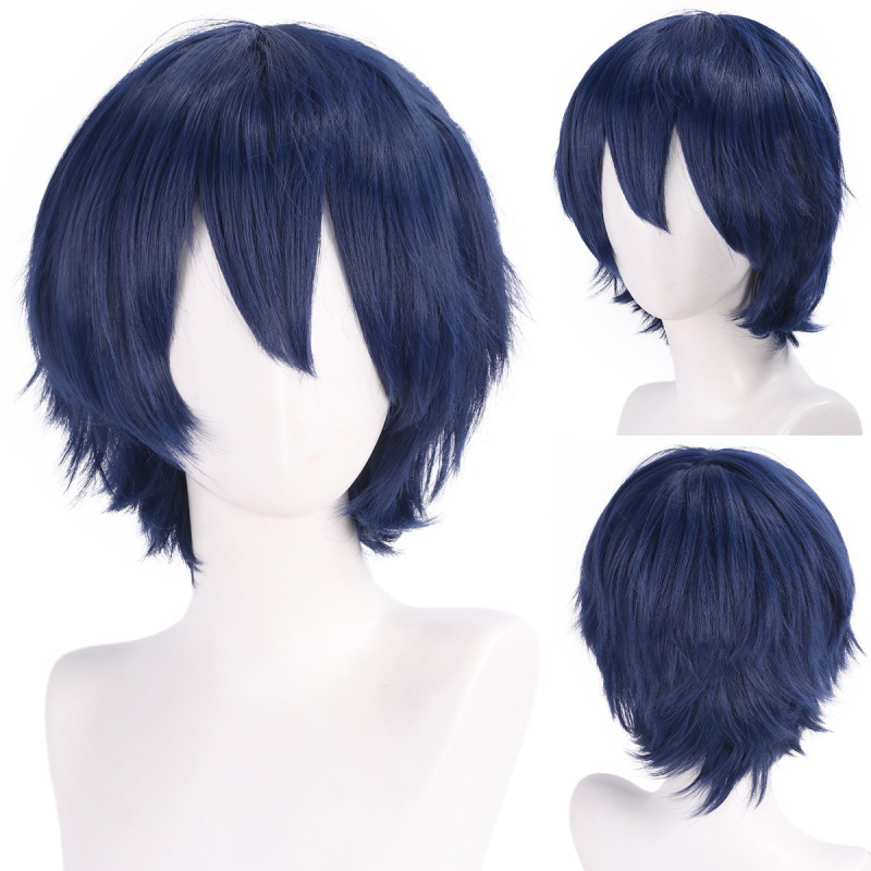 Περούκα - κοντό ίσιο μαλλί, διαμόρφωση προσώπου, αφράτη και πυκνή, υλικό μαλλιών: K silk/p silk