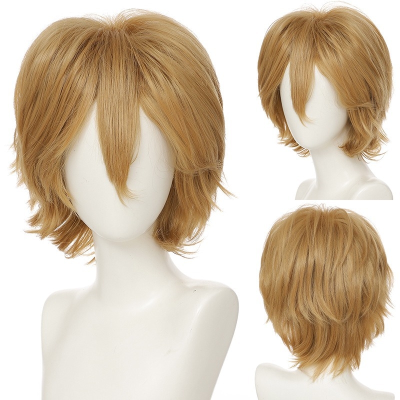 Περούκα - κοντό ίσιο μαλλί, διαμόρφωση προσώπου, αφράτη και πυκνή, υλικό μαλλιών: K silk/p silk