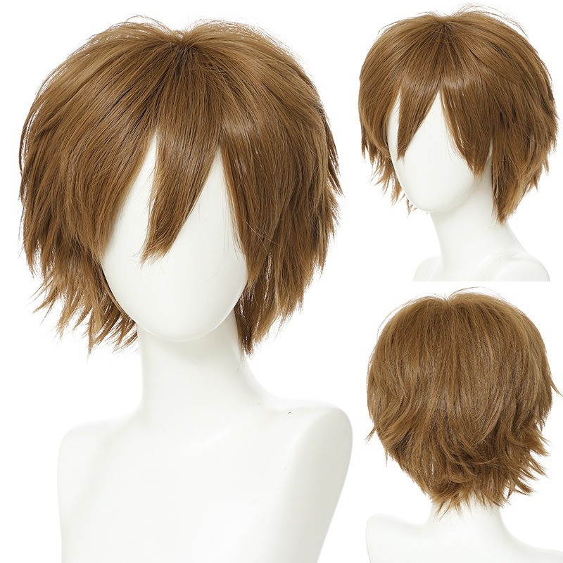 Περούκα - κοντό ίσιο μαλλί, διαμόρφωση προσώπου, αφράτη και πυκνή, υλικό μαλλιών: K silk/p silk