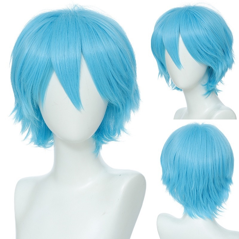 Περούκα - κοντό ίσιο μαλλί, διαμόρφωση προσώπου, αφράτη και πυκνή, υλικό μαλλιών: K silk/p silk