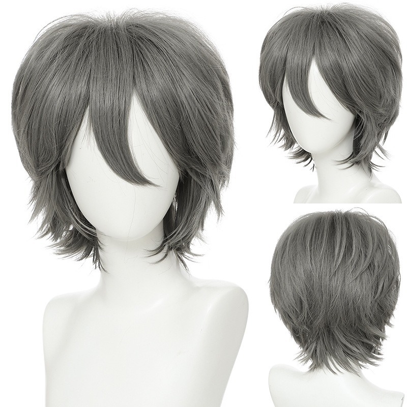 Περούκα - κοντό ίσιο μαλλί, διαμόρφωση προσώπου, αφράτη και πυκνή, υλικό μαλλιών: K silk/p silk