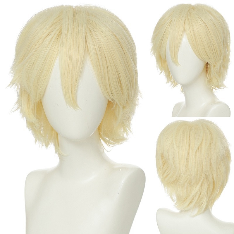 Περούκα - κοντό ίσιο μαλλί, διαμόρφωση προσώπου, αφράτη και πυκνή, υλικό μαλλιών: K silk/p silk