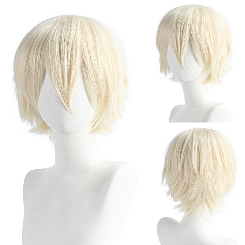 Περούκα - κοντό ίσιο μαλλί, διαμόρφωση προσώπου, αφράτη και πυκνή, υλικό μαλλιών: K silk/p silk