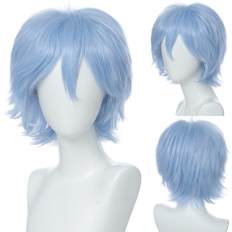 Περούκα - κοντό ίσιο μαλλί, διαμόρφωση προσώπου, αφράτη και πυκνή, υλικό μαλλιών: K silk/p silk