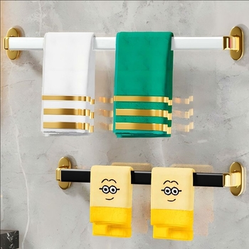 Fúrás nélküli falra szerelhető törölközőtartó, műanyagból, egyrudas, CE-tanúsítvánnyal