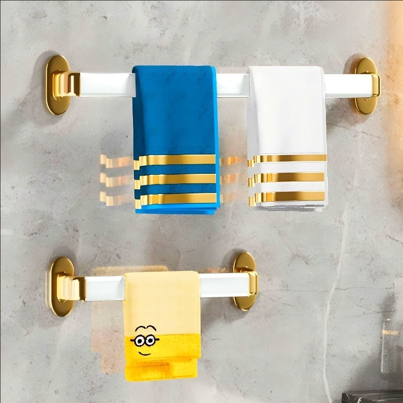 Fúrás nélküli falra szerelhető törölközőtartó, műanyagból, egyrudas, CE-tanúsítvánnyal