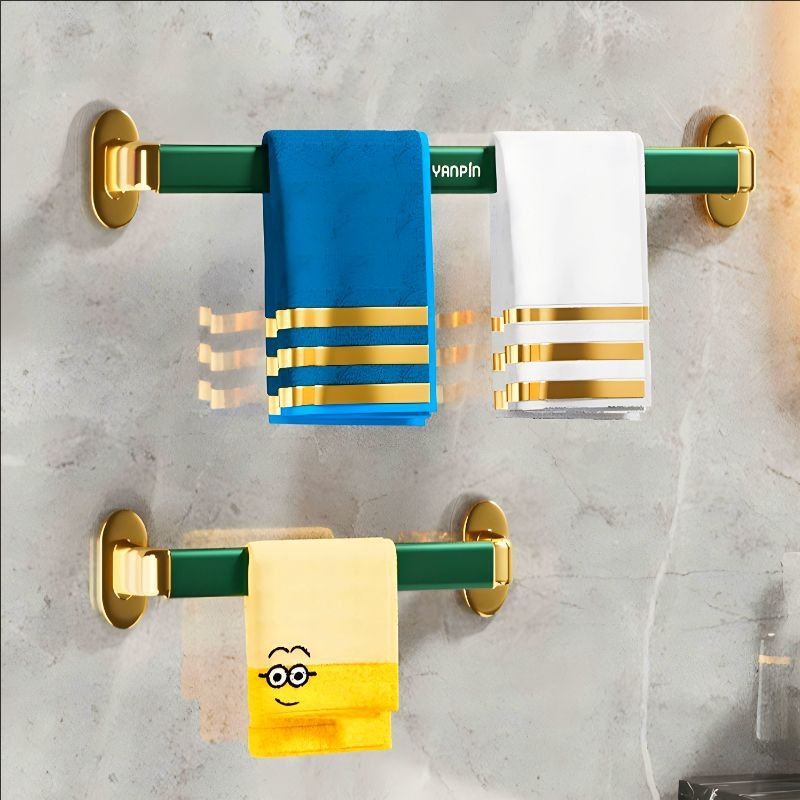 Fúrás nélküli falra szerelhető törölközőtartó, műanyagból, egyrudas, CE-tanúsítvánnyal