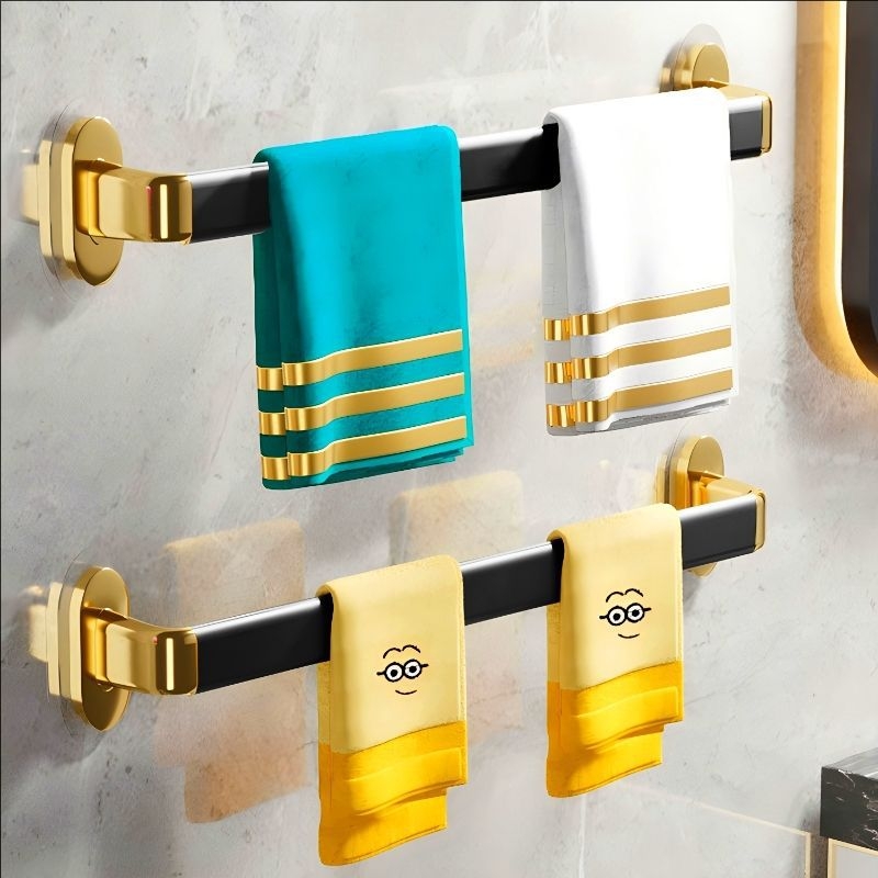 Fúrás nélküli falra szerelhető törölközőtartó, műanyagból, egyrudas, CE-tanúsítvánnyal