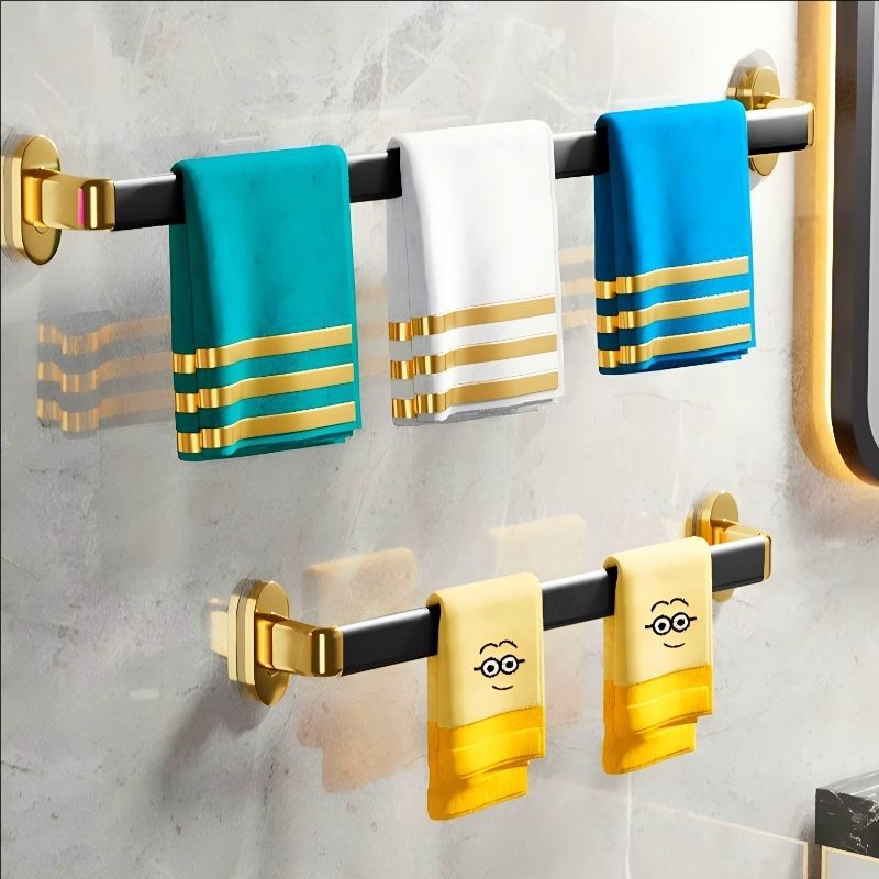 Fúrás nélküli falra szerelhető törölközőtartó, műanyagból, egyrudas, CE-tanúsítvánnyal