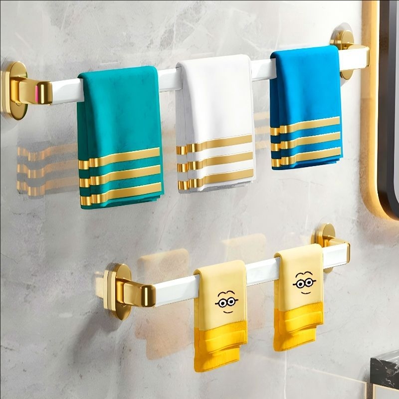 Fúrás nélküli falra szerelhető törölközőtartó, műanyagból, egyrudas, CE-tanúsítvánnyal