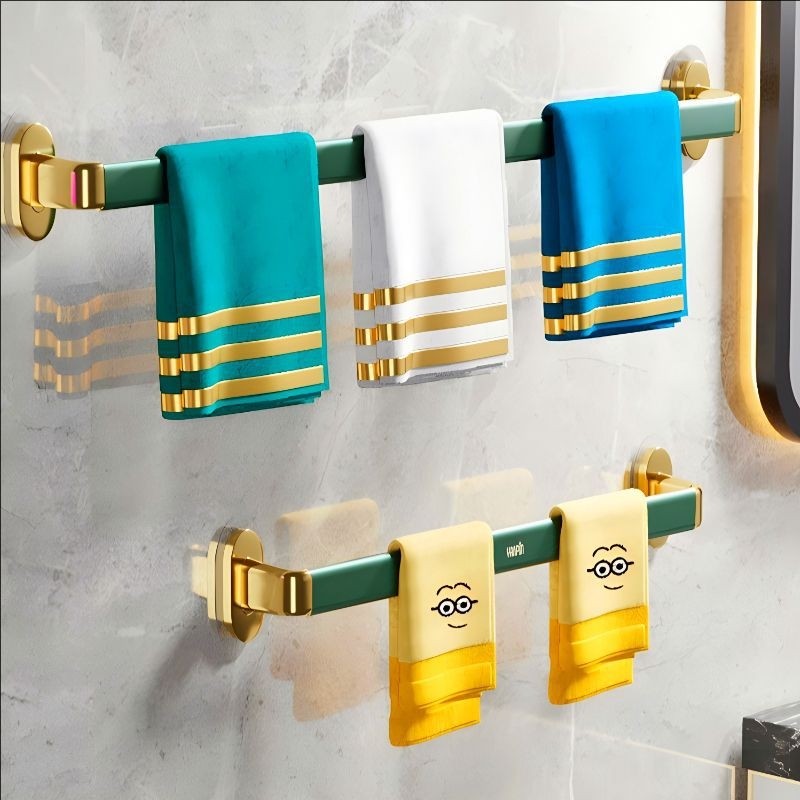 Fúrás nélküli falra szerelhető törölközőtartó, műanyagból, egyrudas, CE-tanúsítvánnyal