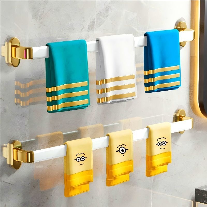 Fúrás nélküli falra szerelhető törölközőtartó, műanyagból, egyrudas, CE-tanúsítvánnyal