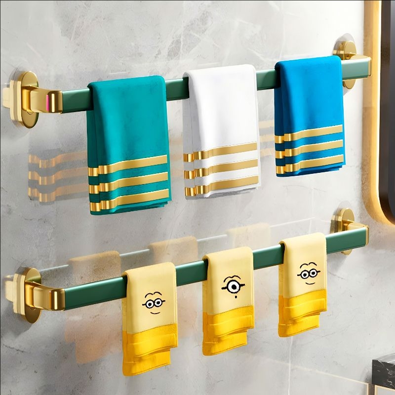 Fúrás nélküli falra szerelhető törölközőtartó, műanyagból, egyrudas, CE-tanúsítvánnyal