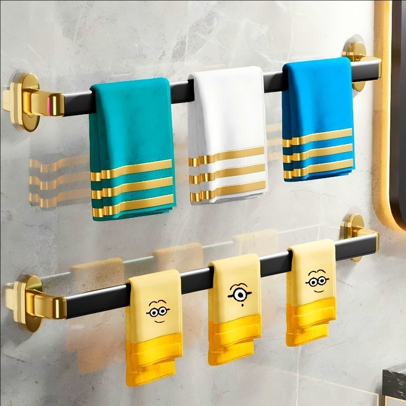 Fúrás nélküli falra szerelhető törölközőtartó, műanyagból, egyrudas, CE-tanúsítvánnyal