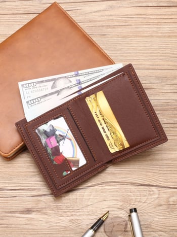 Férfi PU pénztárca, káró mintázat, ultra könnyű és kopásálló, 2024 ősz