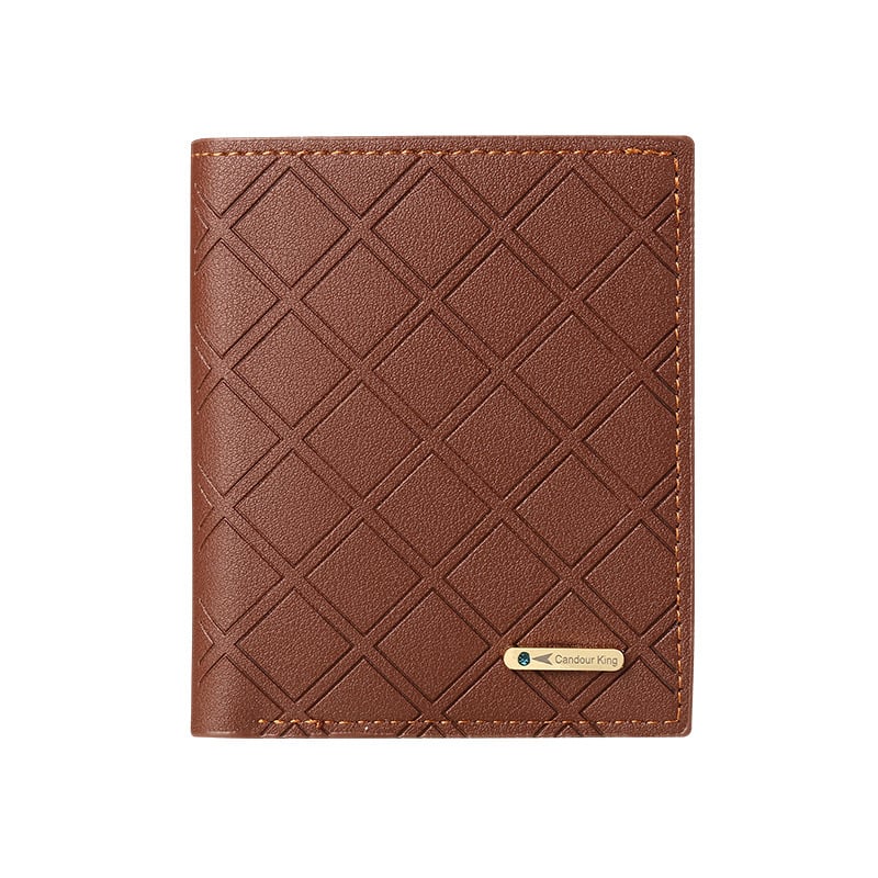 Férfi PU pénztárca, káró mintázat, ultra könnyű és kopásálló, 2024 ősz