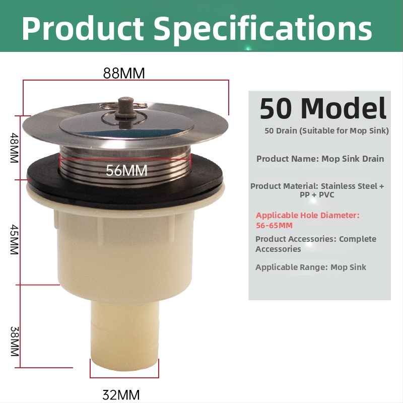 Univerzálny odtokový set pre mop drez a rôzne umývadlá, odtoková trubka typu P, CE certifikát, univerzálny súbor príslušenstva