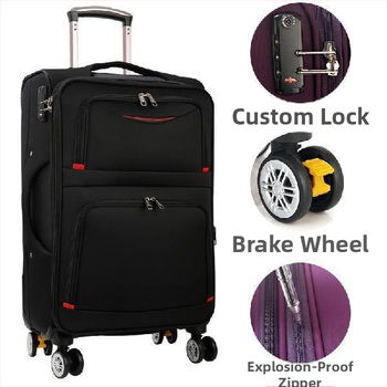 Veľkokapacitný kufor z Oxford textílie – Unisex, zapínanie na zips, univerzálne kolieska, zámok