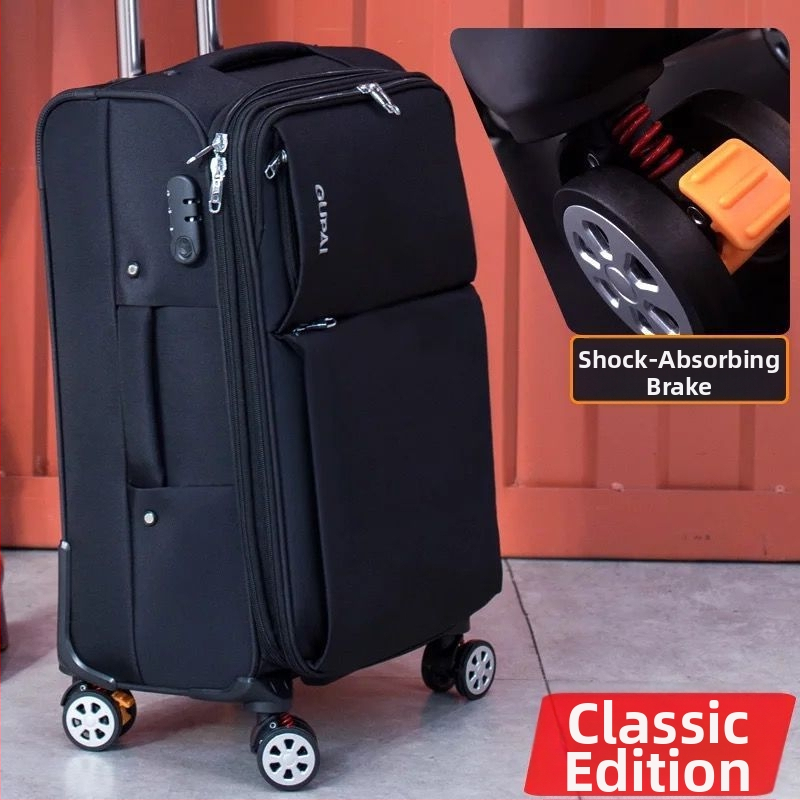 Veľkokapacitný kufor z Oxford textílie – Unisex, zapínanie na zips, univerzálne kolieska, zámok