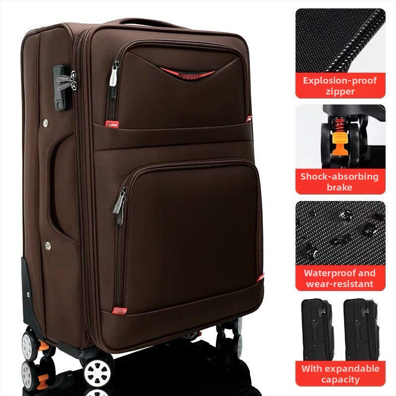 Veľkokapacitný kufor z Oxford textílie – Unisex, zapínanie na zips, univerzálne kolieska, zámok