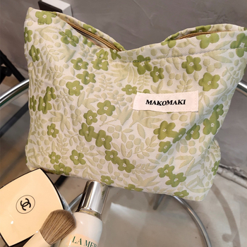 Vászon kozmetikai táska nőknek, hordozható, nagy kapacitású rendező a sminkhez és a higiéniai termékekhez, belső béléssel.