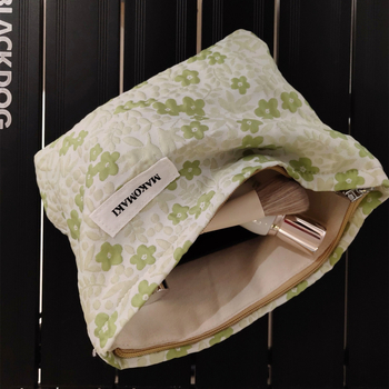 Vászon kozmetikai táska nőknek, hordozható, nagy kapacitású rendező a sminkhez és a higiéniai termékekhez, belső béléssel.