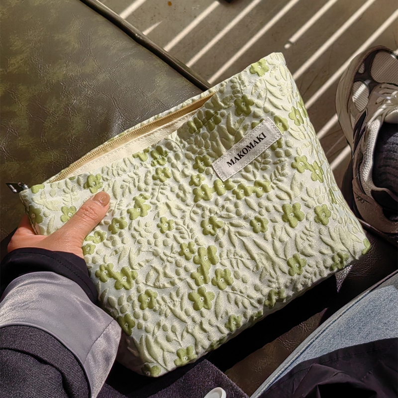 Vászon kozmetikai táska nőknek, hordozható, nagy kapacitású rendező a sminkhez és a higiéniai termékekhez, belső béléssel.