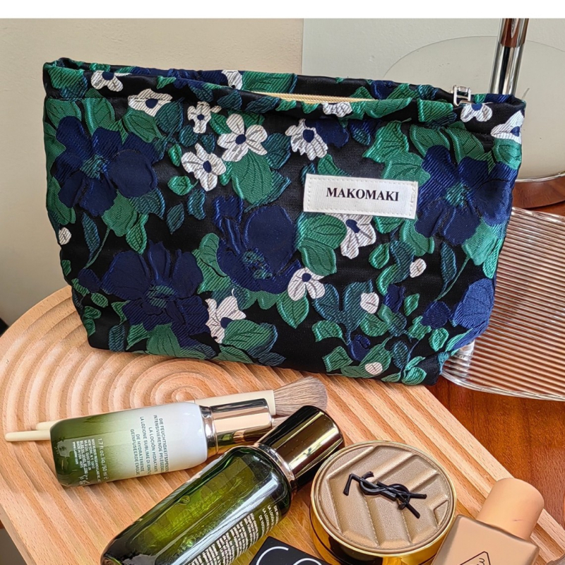 Vászon kozmetikai táska nőknek, hordozható, nagy kapacitású rendező a sminkhez és a higiéniai termékekhez, belső béléssel.