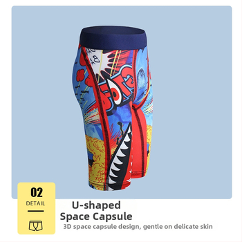 Boxeri pentru copii băieți din poliester, imprimeu cu rechin desen animat, talie medie, pentru copii 3-8 ani, sezon iarnă 2025, 90% poliester