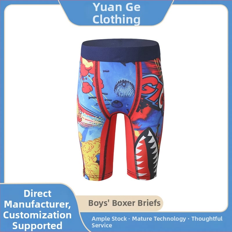 Boxeri pentru copii băieți din poliester, imprimeu cu rechin desen animat, talie medie, pentru copii 3-8 ani, sezon iarnă 2025, 90% poliester