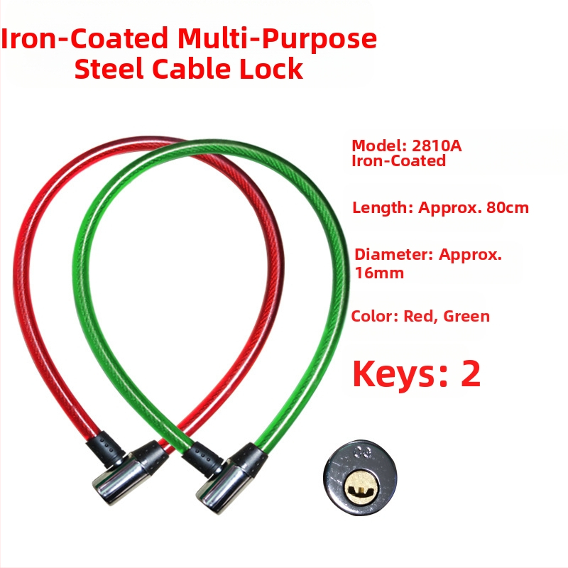 Oakman kábelzár, modell Wire lock, anyag: vas és PVC, kerékpárok, elektromos járművek és motorkerékpárok számára