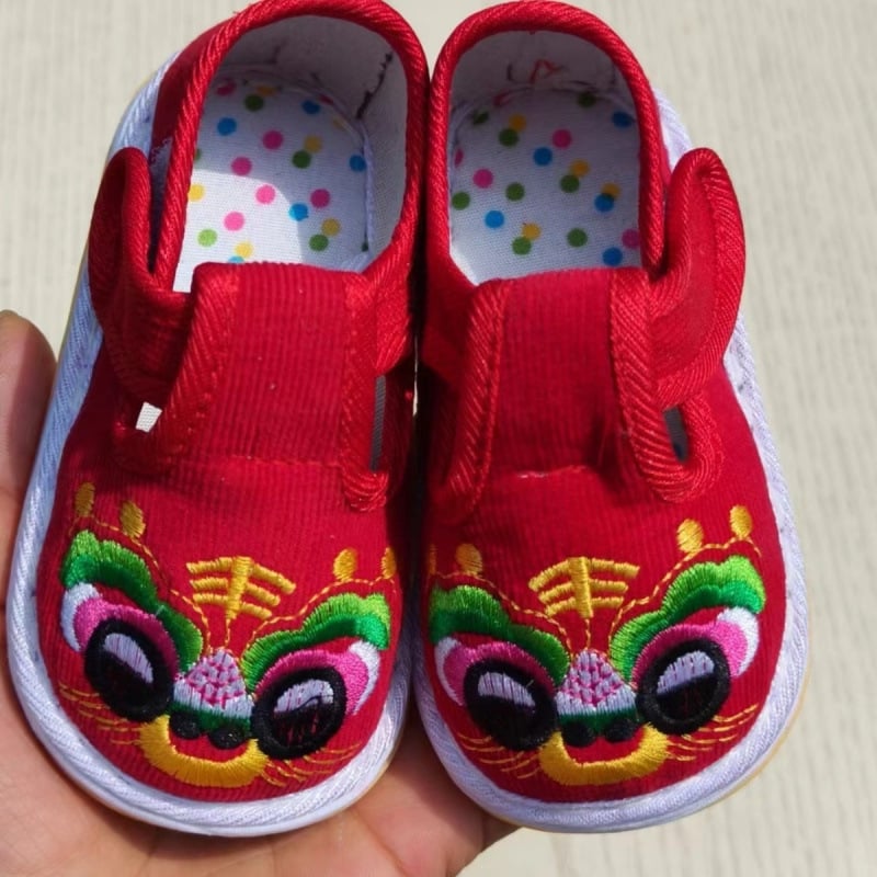 Baba textilcipő, kínai stílusú, pamut felsőrész, légáteresztő, 12–36 hónap