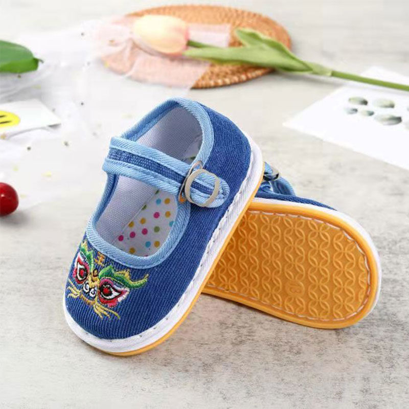 Baba textilcipő, kínai stílusú, pamut felsőrész, légáteresztő, 12–36 hónap