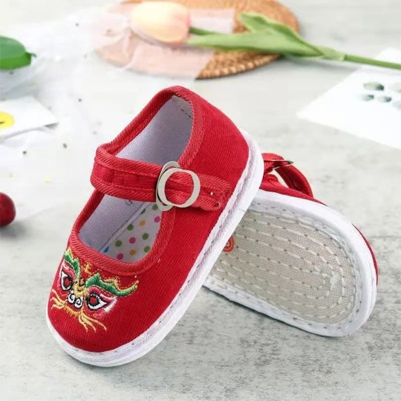 Baba textilcipő, kínai stílusú, pamut felsőrész, légáteresztő, 12–36 hónap