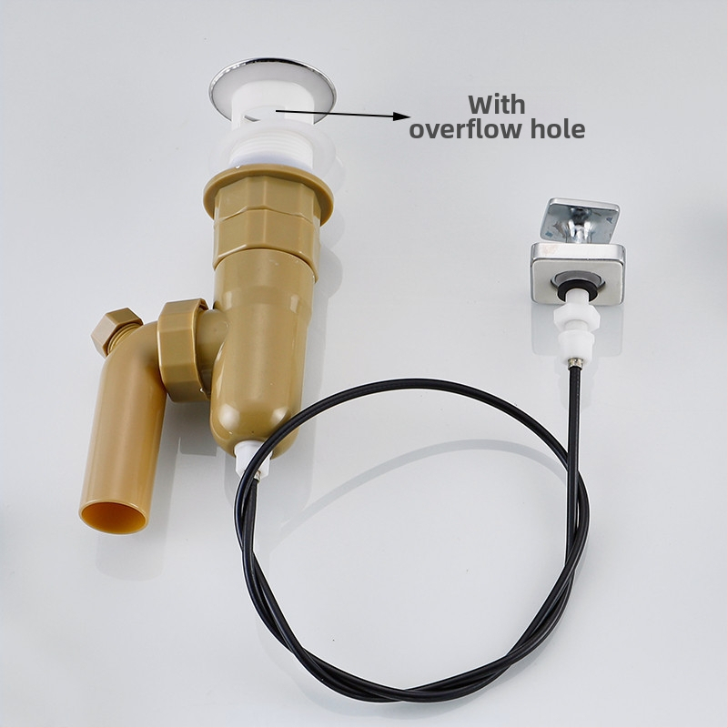 Automatická zátka k umývadlu, tvar S, bounce typ, materiál plast a nerezová oceľ, model DR, značka Xuan oh