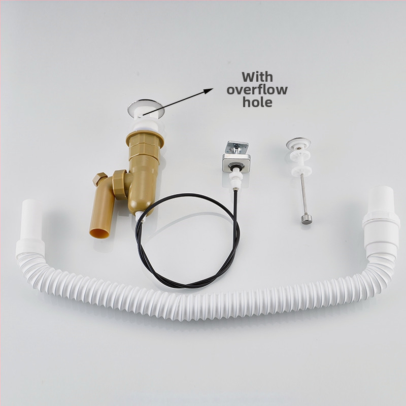 Automatická zátka k umývadlu, tvar S, bounce typ, materiál plast a nerezová oceľ, model DR, značka Xuan oh