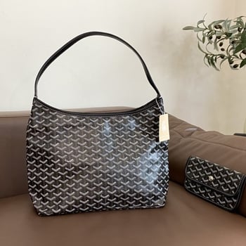 Τσάντα ώμου Χόμπο από PU, οριζόντια τετράγωνη μορφή, αστικός μινιμαλισμός, φερμουάρ, επένδυση από κανβά