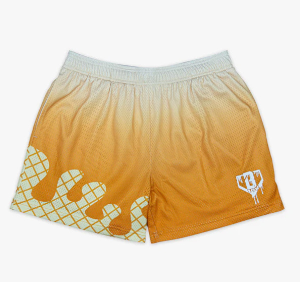 Τυπωμένα casual σορτς για το καλοκαίρι με μοτίβο παγωτό-βαφλά, πολύχρωμα, πολυεστέρας, μικροελαστικότητα, ίσια γραμμή