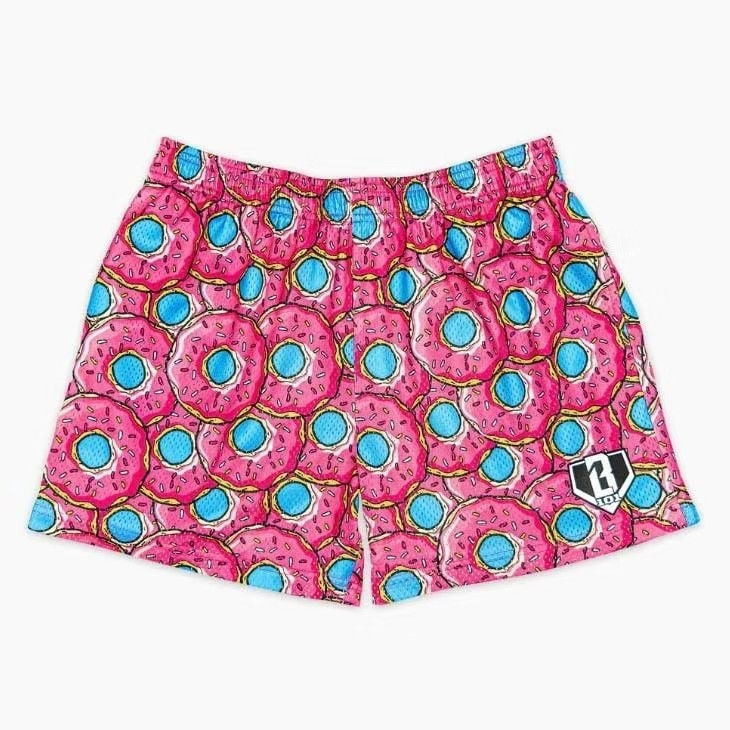 Τυπωμένα casual σορτς για το καλοκαίρι με μοτίβο παγωτό-βαφλά, πολύχρωμα, πολυεστέρας, μικροελαστικότητα, ίσια γραμμή