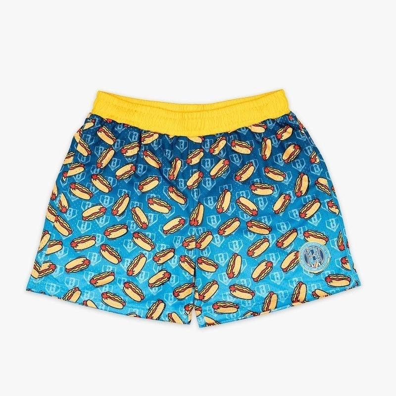 Τυπωμένα casual σορτς για το καλοκαίρι με μοτίβο παγωτό-βαφλά, πολύχρωμα, πολυεστέρας, μικροελαστικότητα, ίσια γραμμή