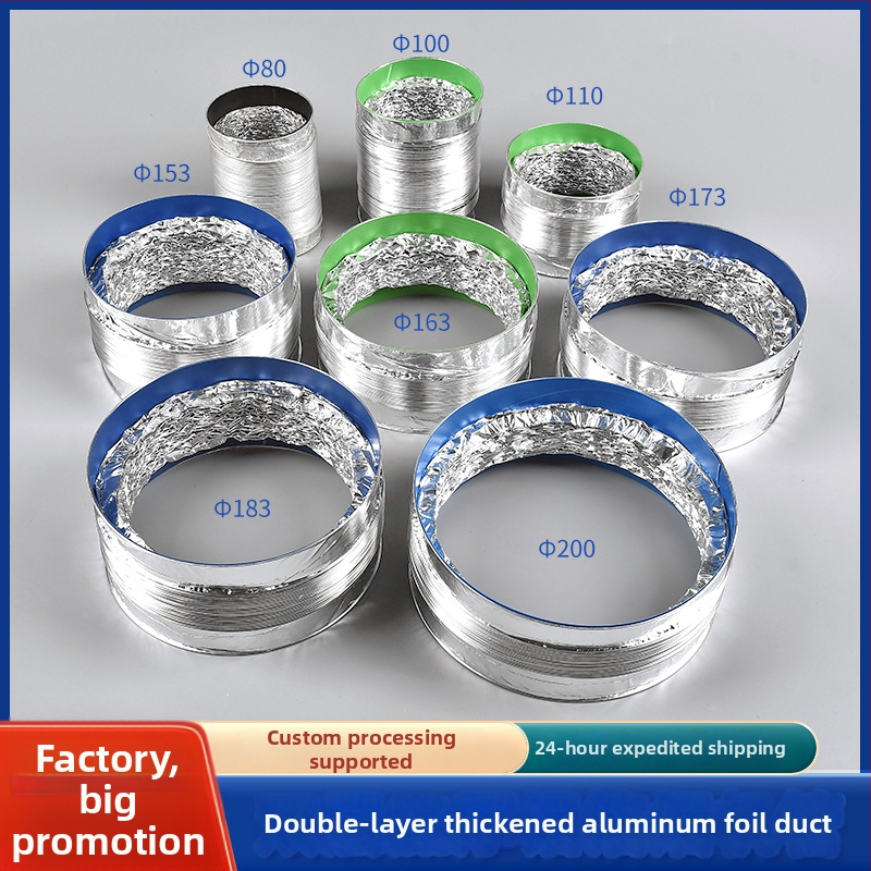 Telescopická dvojvrstvová ventilačná rúrka s hliníkovou fóliou na odvádzanie z kuchyne a kúpeľne