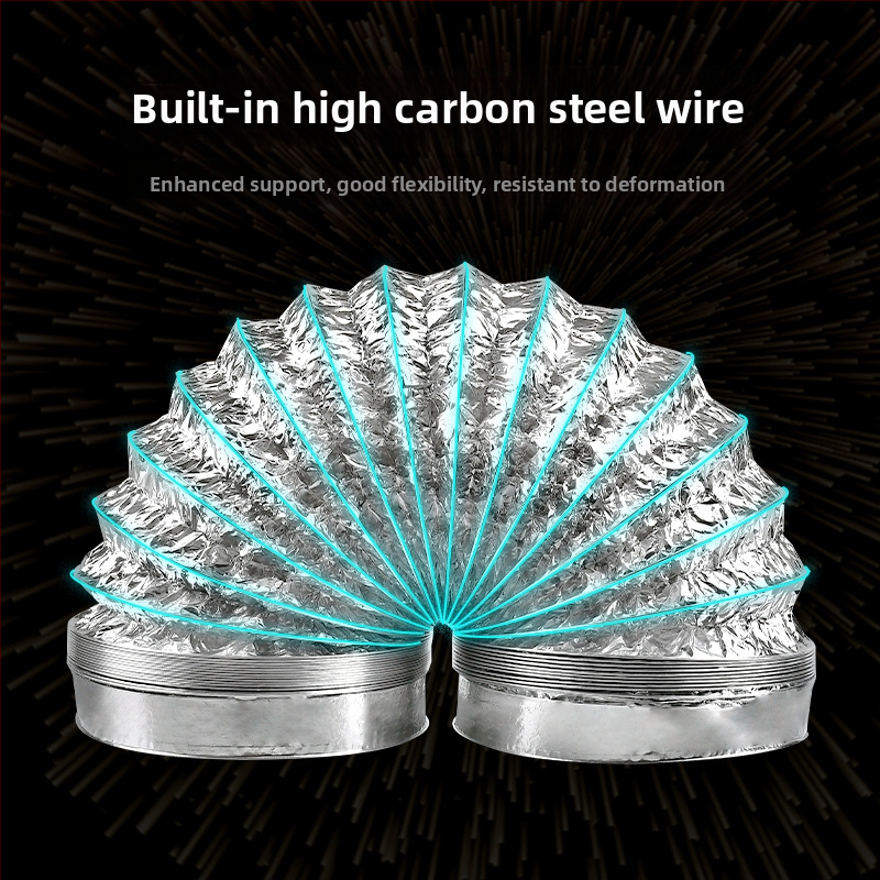 Telescopická dvojvrstvová ventilačná rúrka s hliníkovou fóliou na odvádzanie z kuchyne a kúpeľne