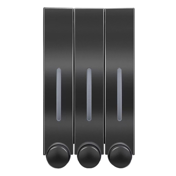 Стенно монтиран дозатор за сапун за хотелска баня - без пробиване, за шампоан и душ гел, ABS материал, инжекционно формован, ръчно натискане, стил модерен минимализъм